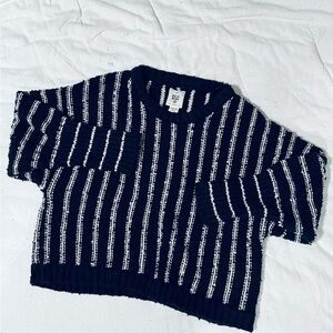 Billabong Navy and White Striped Crew Neck Sweater